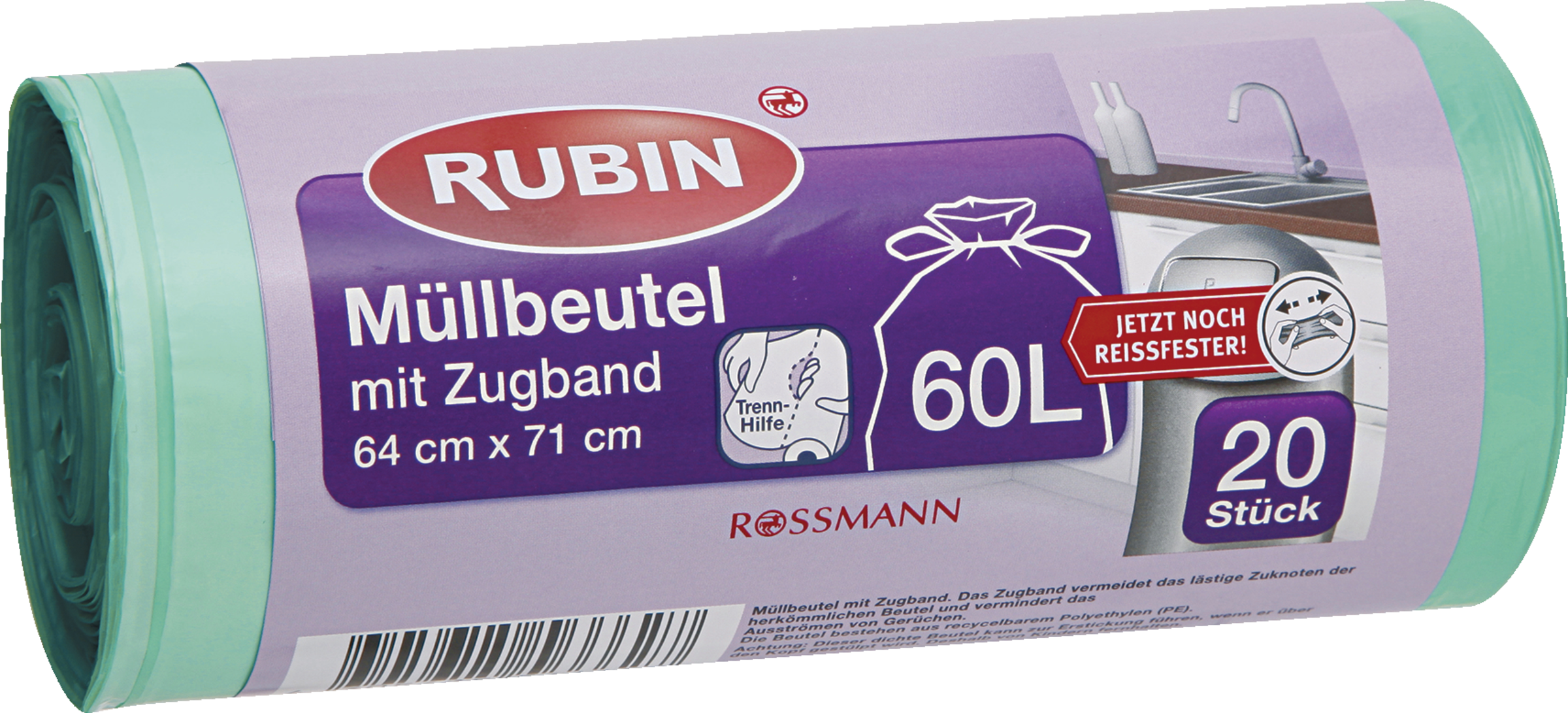 RUBIN Affaldsposer med løbegang 60 l Køb online | rossmann.dk