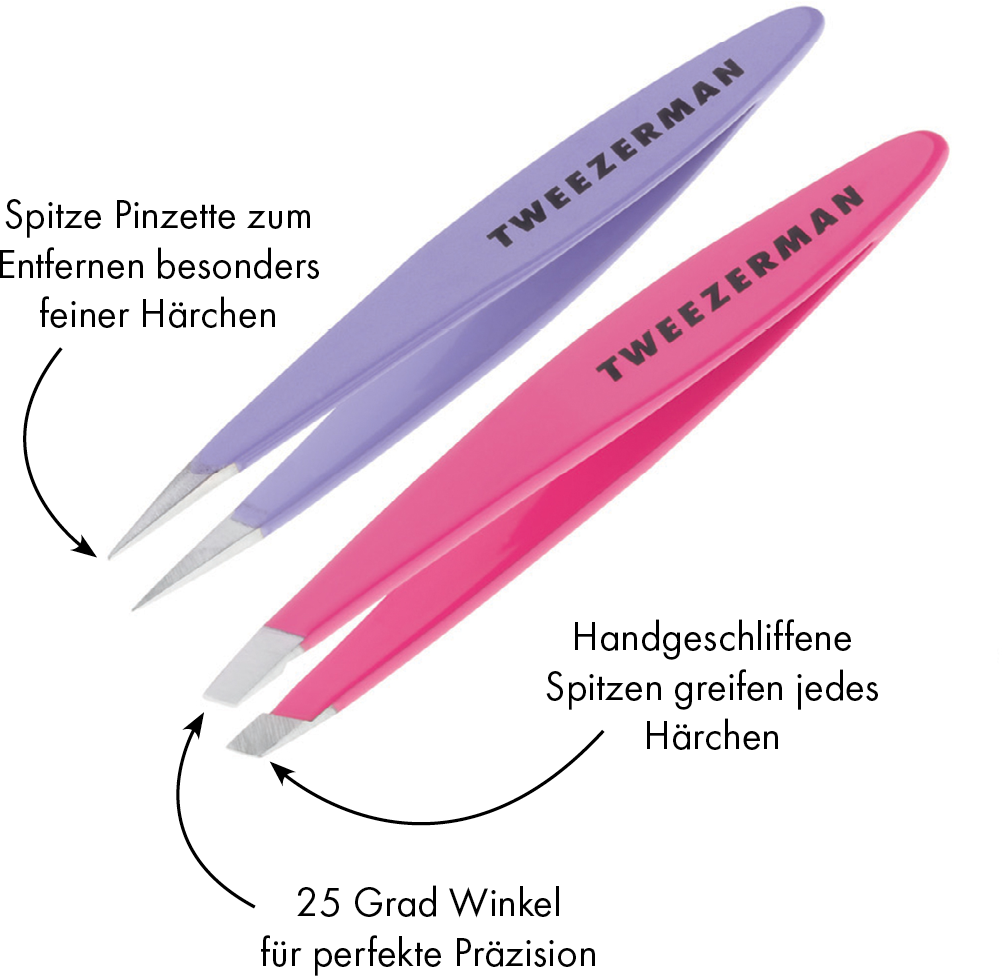 Tweezerman Mini Slant & online Lilac Point Set & Pink Køb - spidse og skrå minipincetter, Tweezer